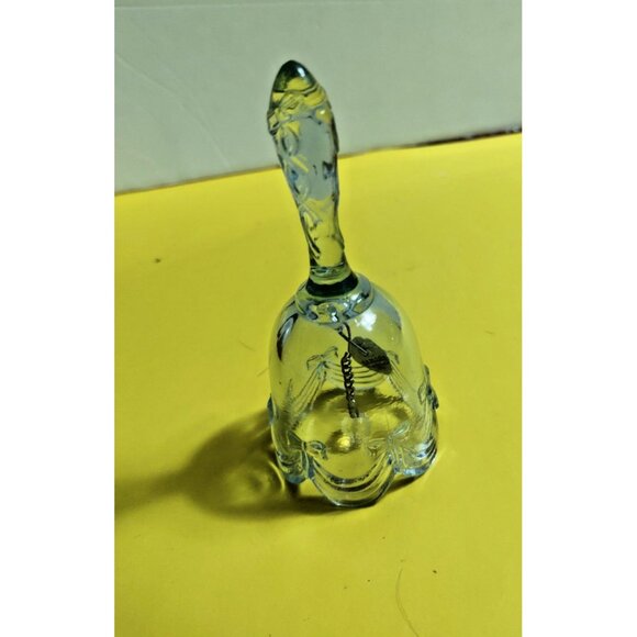 Vintage Fenton Lilac Tinted Glass Drapery Bell w/ Label 4.25" x 2.3" x 2" - Picture 2 of 9